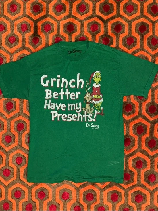 MAKE OFFER! Dr. Seuss Green Grinch "Better Have My Presents" Graphic Tee t-shirt - Picture 1 of 4